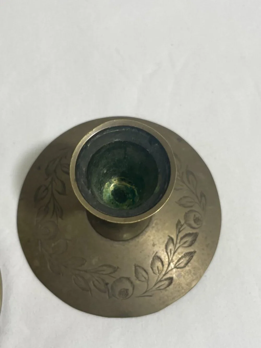Vintage Pair Etched Solid Brass Candlestick Holders India Floral Taper Candle 3.